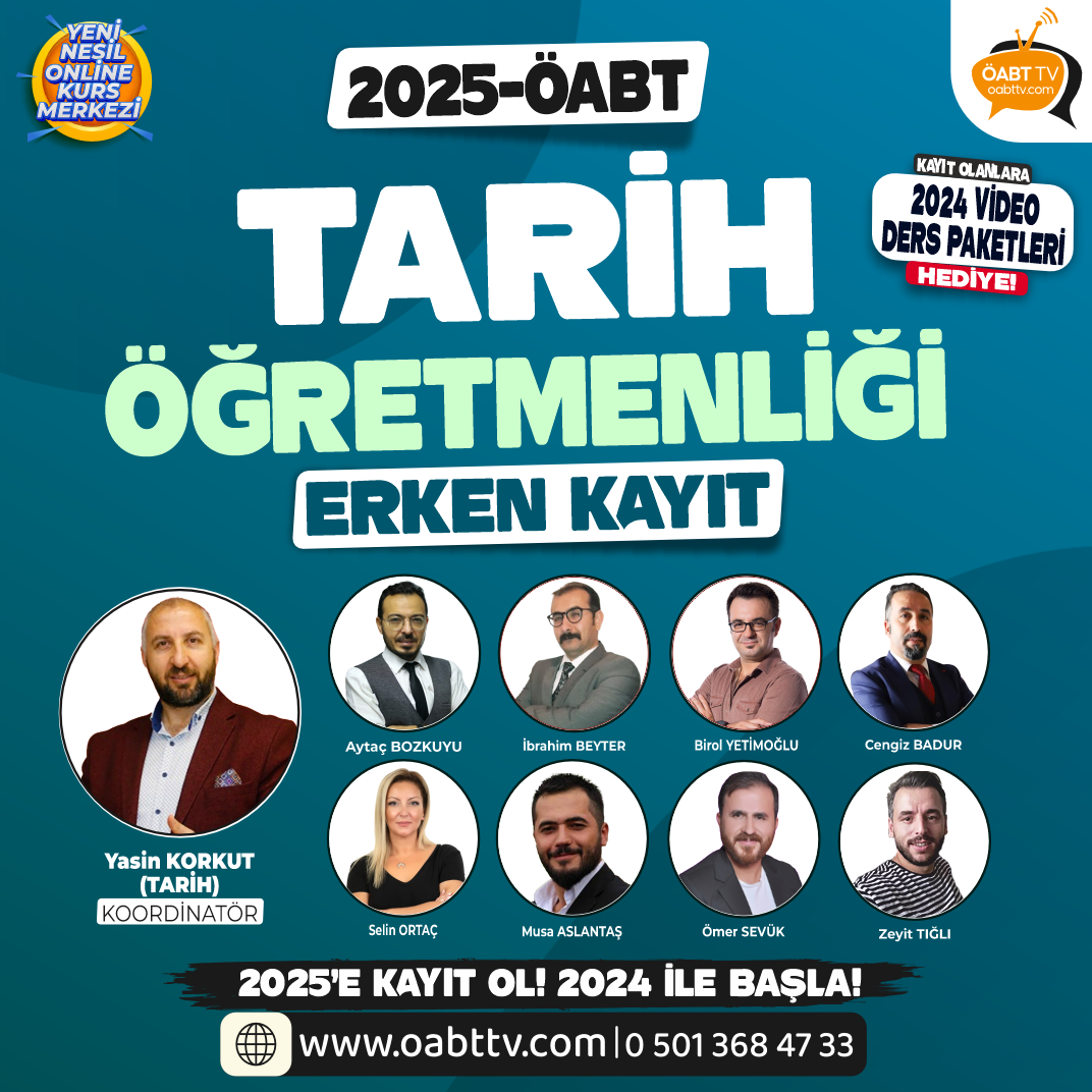 2025 Erken Kayıt Tarih Öğretmenliği ÖABT Paketimiz – ÖABT TV